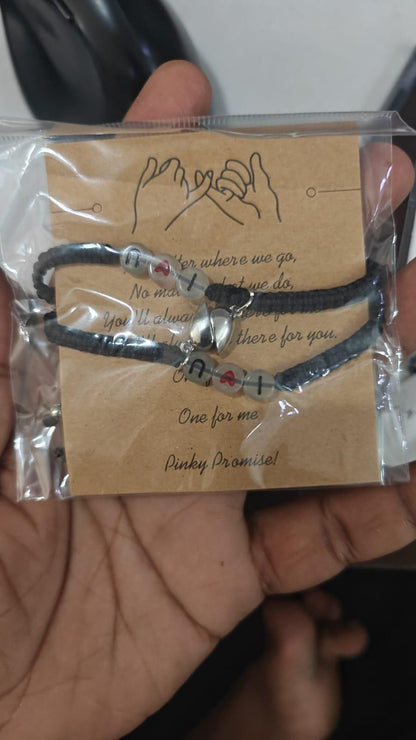 2pcs Couple Glow In The Dark Bead Decor Bracelet Men & Women